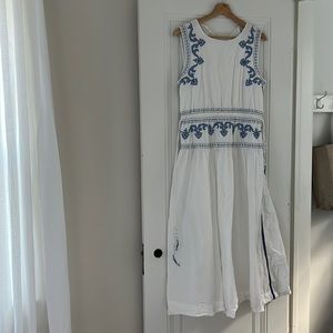 Zara embroidered poplin dress